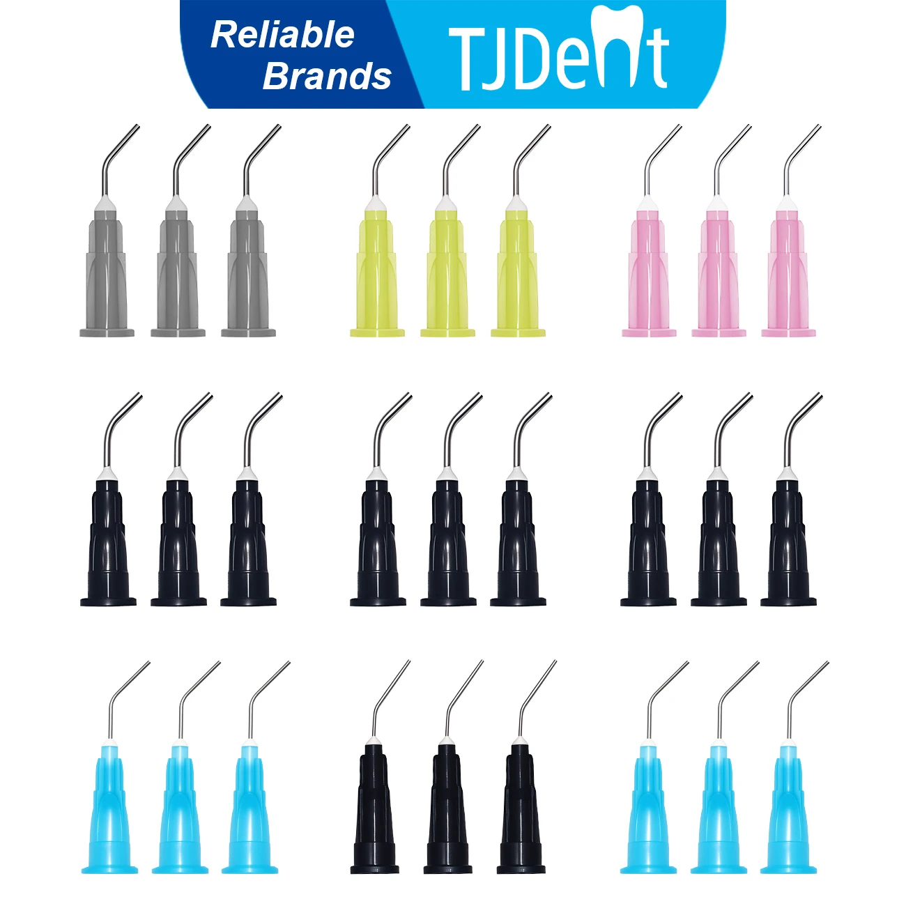 TJDent 100 Teile/beutel Einweg Dental Vor Gebogene Nadel Tipps 18G/19G/20G/22G/23G/25G Zahnmedizin Zahn Reinigung Mundpflege Werkzeuge Image