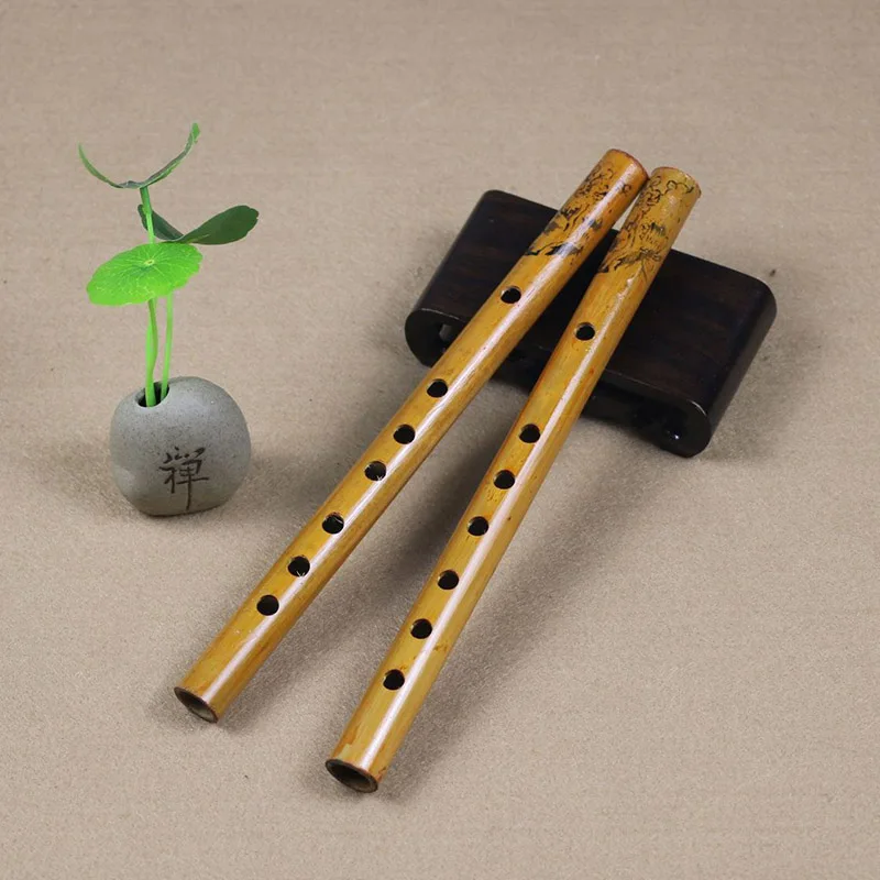 24 cm chinesische traditionelle 6 Löcher Bambusflöte Vertikalflöte Klarinette Schüler Grundschule Musikinstrumente Image