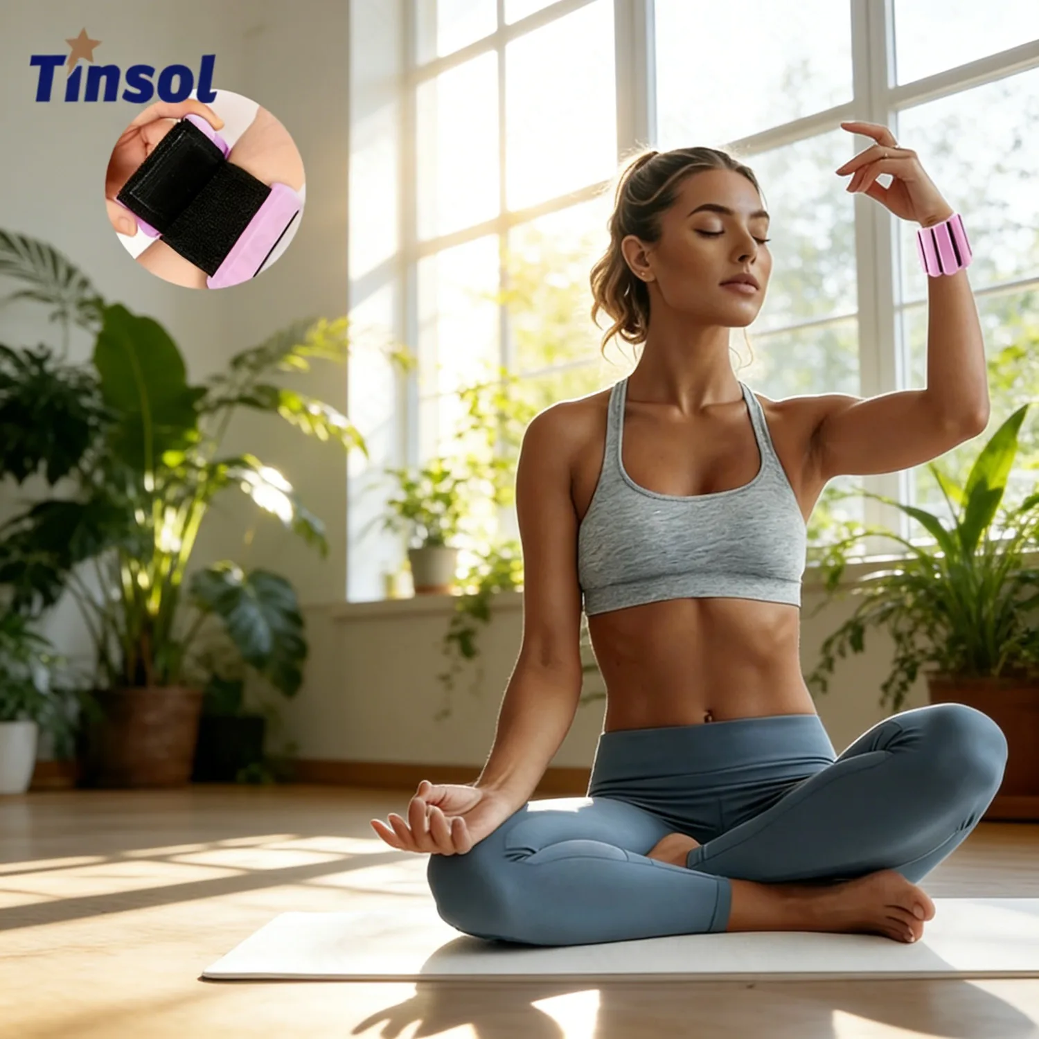 TINSOL 1 Pfund verstellbare Silikon-Zinklegierung Handgelenk- und Fußgelenk-Gewichtsarmbänder für Pilates, Fitness, Yoga, Cardio- und Krafttraining Image