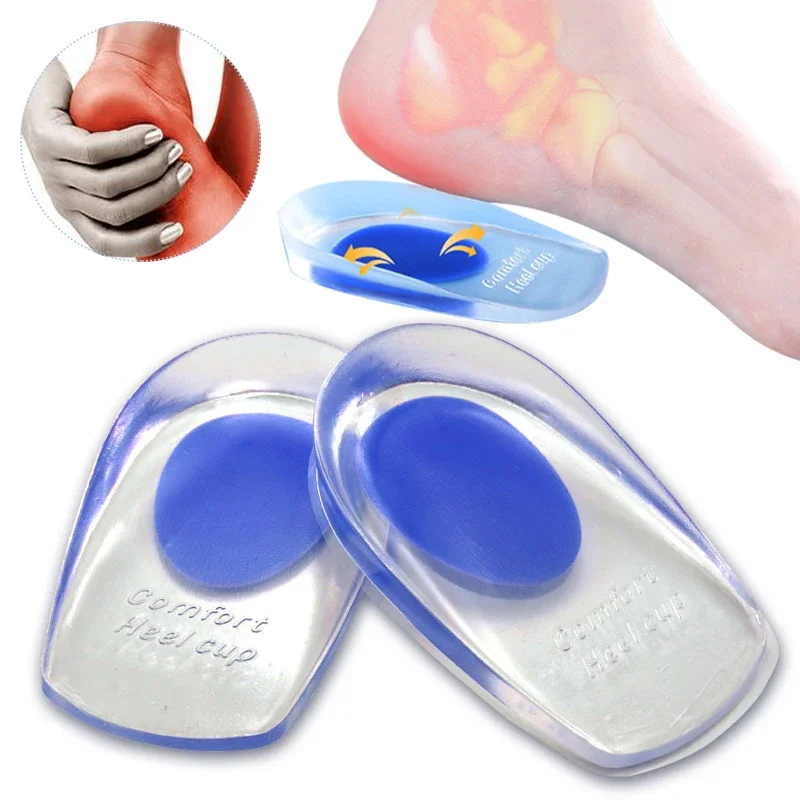 2Pcs Silikon Ferse Pads Plantarfasziitis Mann Ferse Spur Silikon Gel Ferse Tassen Ferse Schmerzen Ferse Für Schuhe fuß Silikon Fuß Pad Image