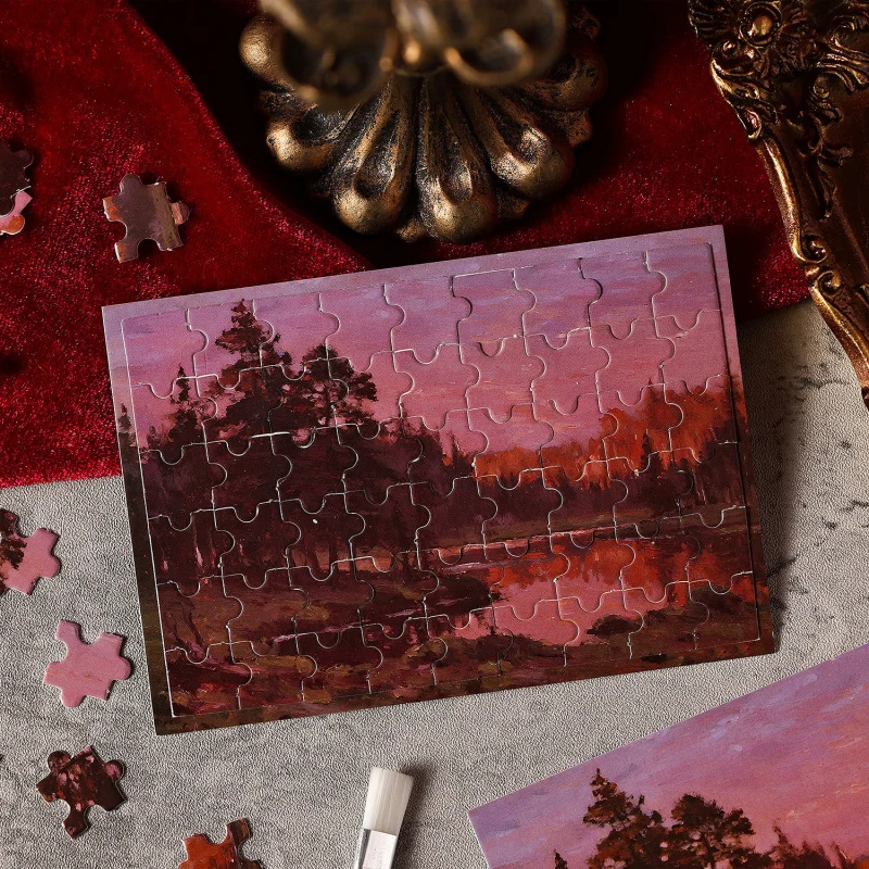 54 Stück/Packung Puzzle-Landschaftsaufkleber mit Natürlichen Bergen und Seen Mustern für Journal DIY Collage Deko-Zubehör Image
