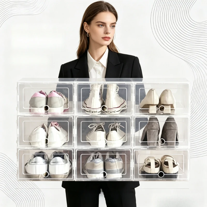 6 Stück Hochtransparente Schuhaufbewahrungsboxen, Antioxidative Staubdichte Schuhorganizer für Sneaker, Hausschuhe & Schuhschrank