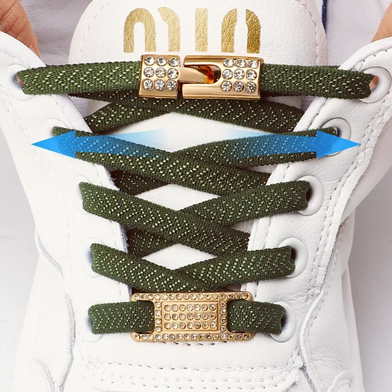 Glitzernde Diamant-Kreuzverschluss-Schnürsenkel ohne Binden, Sneaker-Schnallen für Metallschnürsenkel, ein Paar, Unisex Image