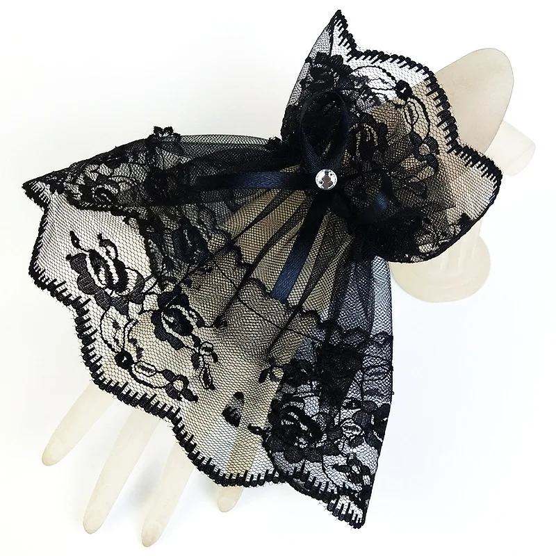 Modische Spitze Hohl handschuhe solide schwarz weiß Frauen Arm Ärmel Bowknot Spitze finger lose Handschuhe Spitze Handgelenk Manschetten Handschuh heiß Image