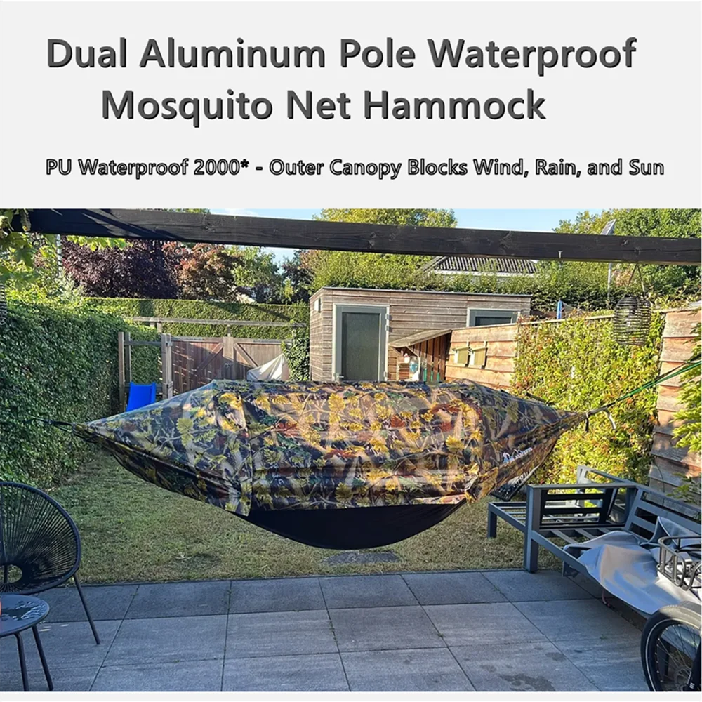 All-in-One-Tunnel-Moskitonetz + Hängematte + wasserdichter Regenschutz – Baumzelt für Solo, wasserdicht und insektensicher, Wandern, Camping Image