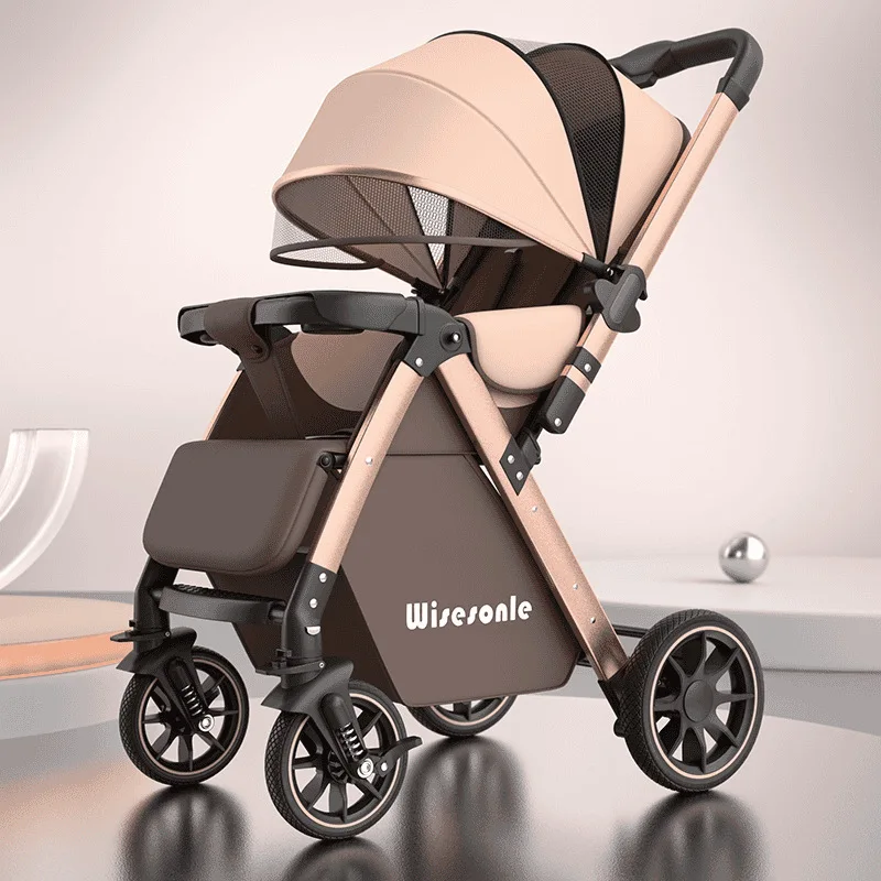 Verstellbarer Kinderwagen, 2-Wege-Drehbarer Leichter Säuglingsbuggy, Faltbarer Neugeborenen-Reisekinderwagen mit Atmungsaktivem Verdeck Image