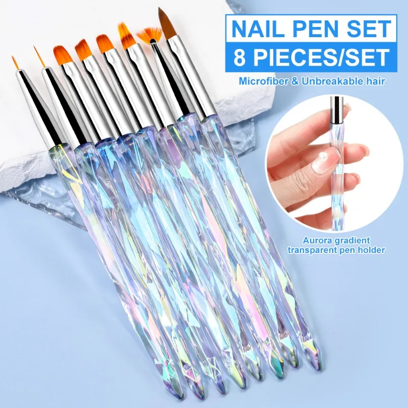 8 Stück/Set Acryl-Nagelkunststifte, Nagelkunst-Design-Werkzeuge, geeignet für Profis und Anfänger, ideal für DIY-Nagelstudios Image