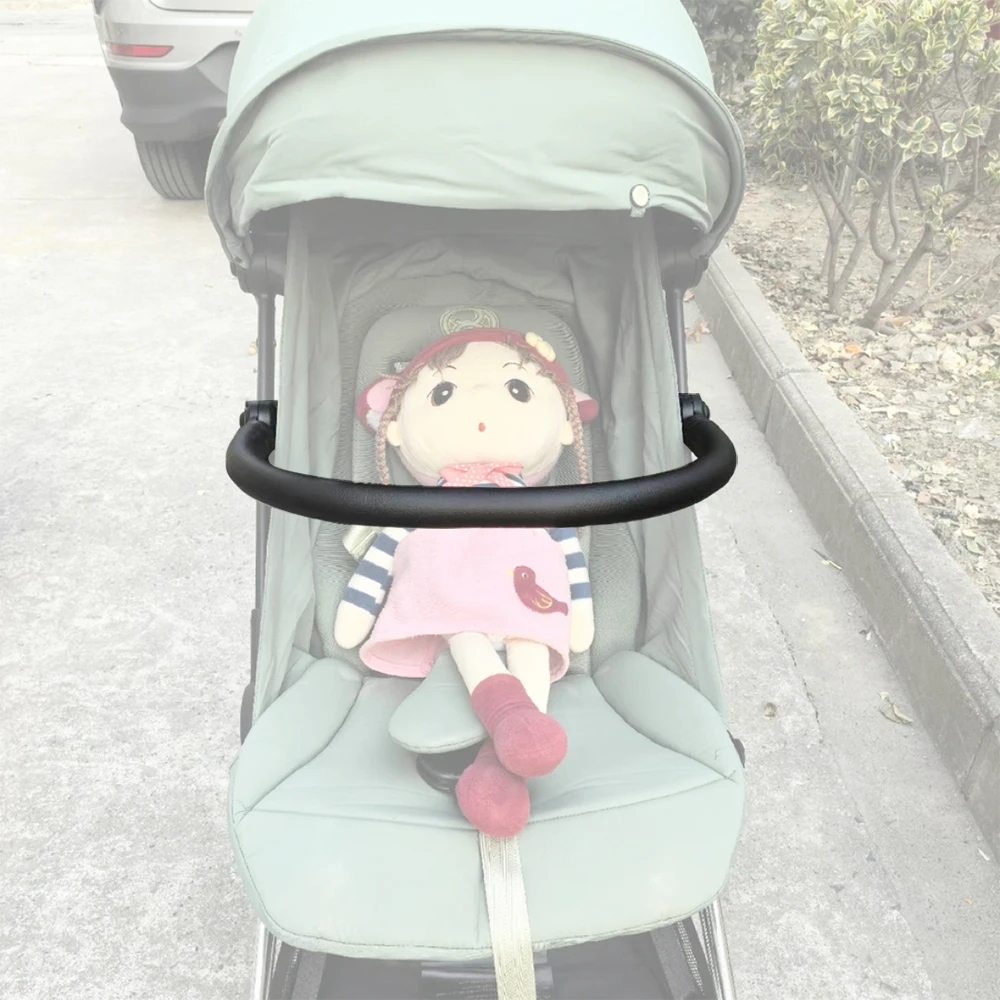 Kinderwagen Armlehne Für Cybex Coya Buggy Stoßstange Bar Mit Leder Abdeckung Schellen Engel Einstellbare Baby Ersatz Zubehör Image