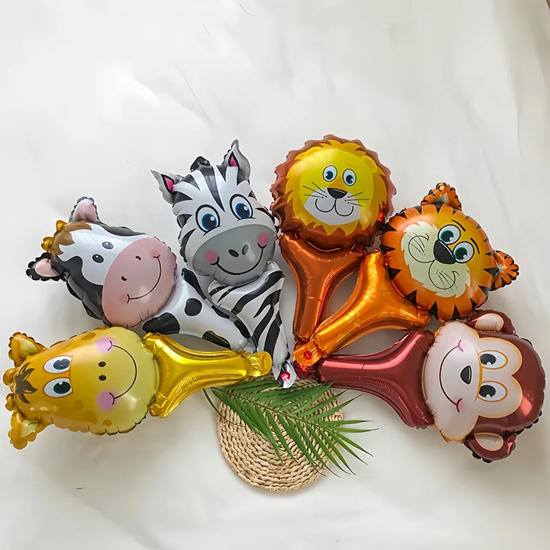 24 Stück Handliche Mini-Tierballons Affe Zebra Giraffe Löwe Tiger Kuh Selbstklebende Ballonstäbe Geburtstagsparty Foto-Requisiten Image