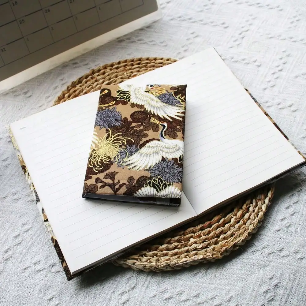 Fromthenon 1PC A5 A6 Wochen rotgekrönte Kraniche Roam Die Blumen Stoff Buch Cover Planer Journal Büro Schreibwaren Image