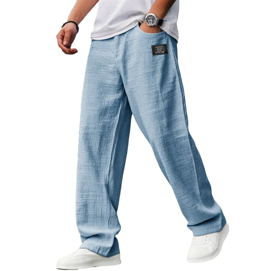 2026 Vintage Herren Loose Straight Pants – Lässige, atmungsaktive Streetwear-Hose mit Abzeichen, modische Alltags- und Sport-Jogginghose für Herren Image