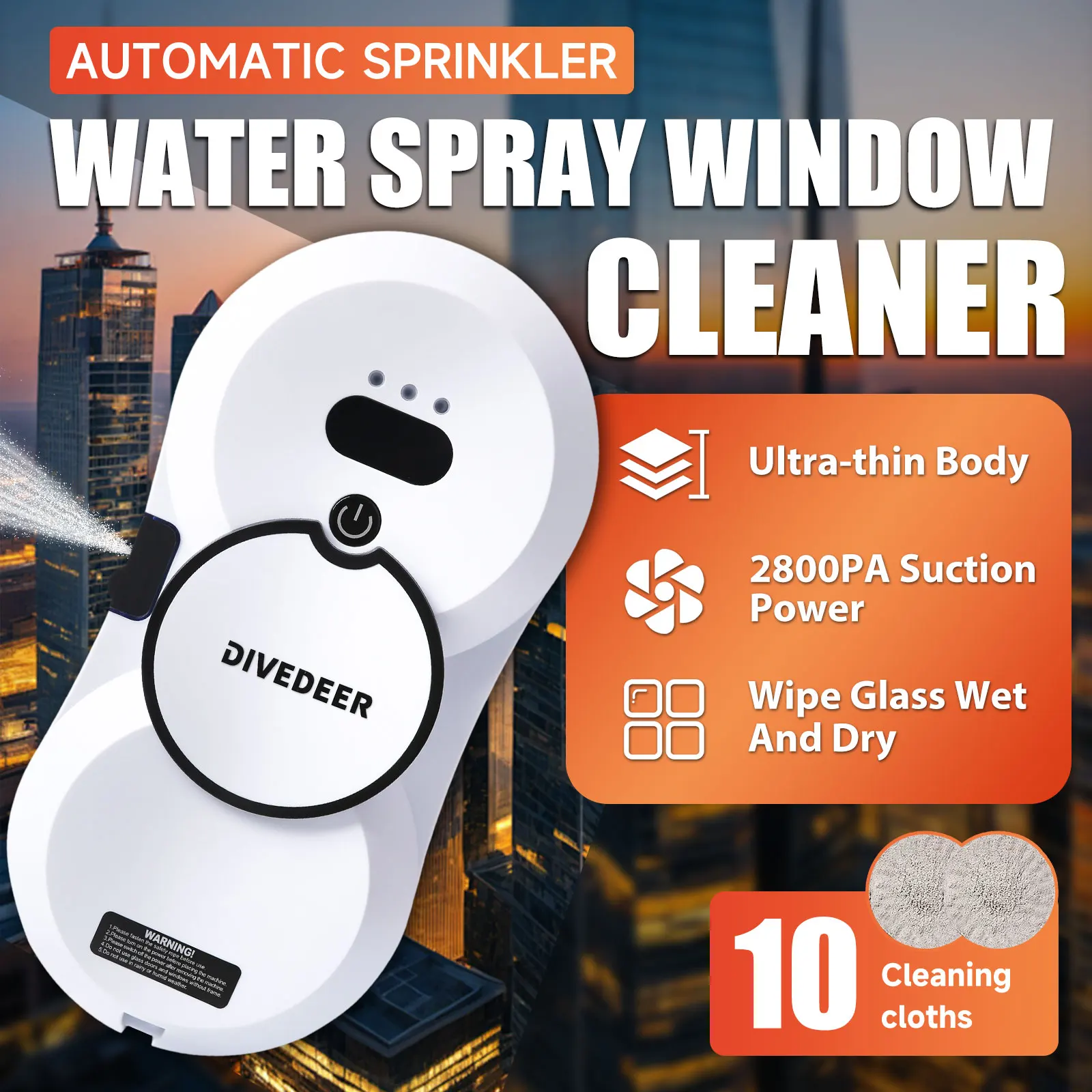DIVEDEER Wasser Spray Fenster Reinigung Roboter Hohe Saug Smart Elektrische Fenster Staubsauger Doppelseitige Glas Reinigung Roboter Image