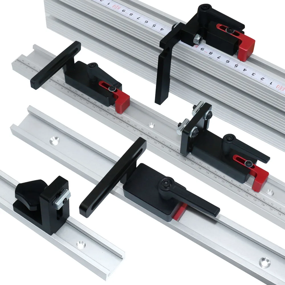 Aluminium-Gehrung schienen anschlag, Werkbank-T-Schlitz-Flip-Stop, Holzbearbeitungs-Rutschen begrenzer, Schienenzaun-Gleit verbinder und Stopper Image