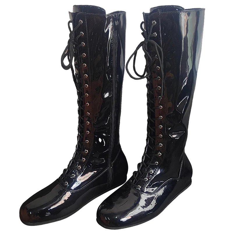 WWF Hulk Hogan Schwarze Stiefel Pro Wrestling Schnürstiefel Kostümstiefel Gelb - Farbauswahl Motorrad