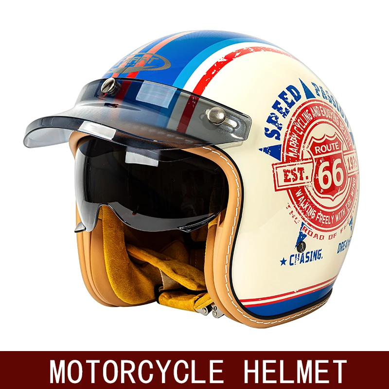 Neuer Retro-Halbhelm Motorradhelm Winter Dreiviertel Herren Cruise Amerikanischer Retro-Helm Dreiviertel Image