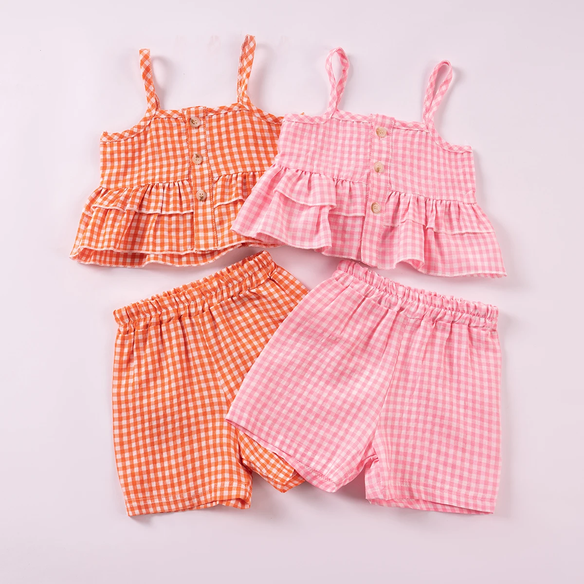 Mädchen-Set mit gestreiftem Pullover, süßem Oberteil mit Rüschenbesatz und Hose mit weitem Bein, lässige Sommerkleidung für Kinder Image