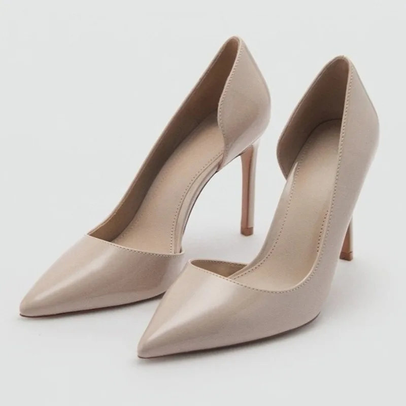 Patent Leather Elegant Women High Heels Concise Shallow Comfort Mature Sexy Pointed Toe Fine Heels Office Shoes Women Pumps