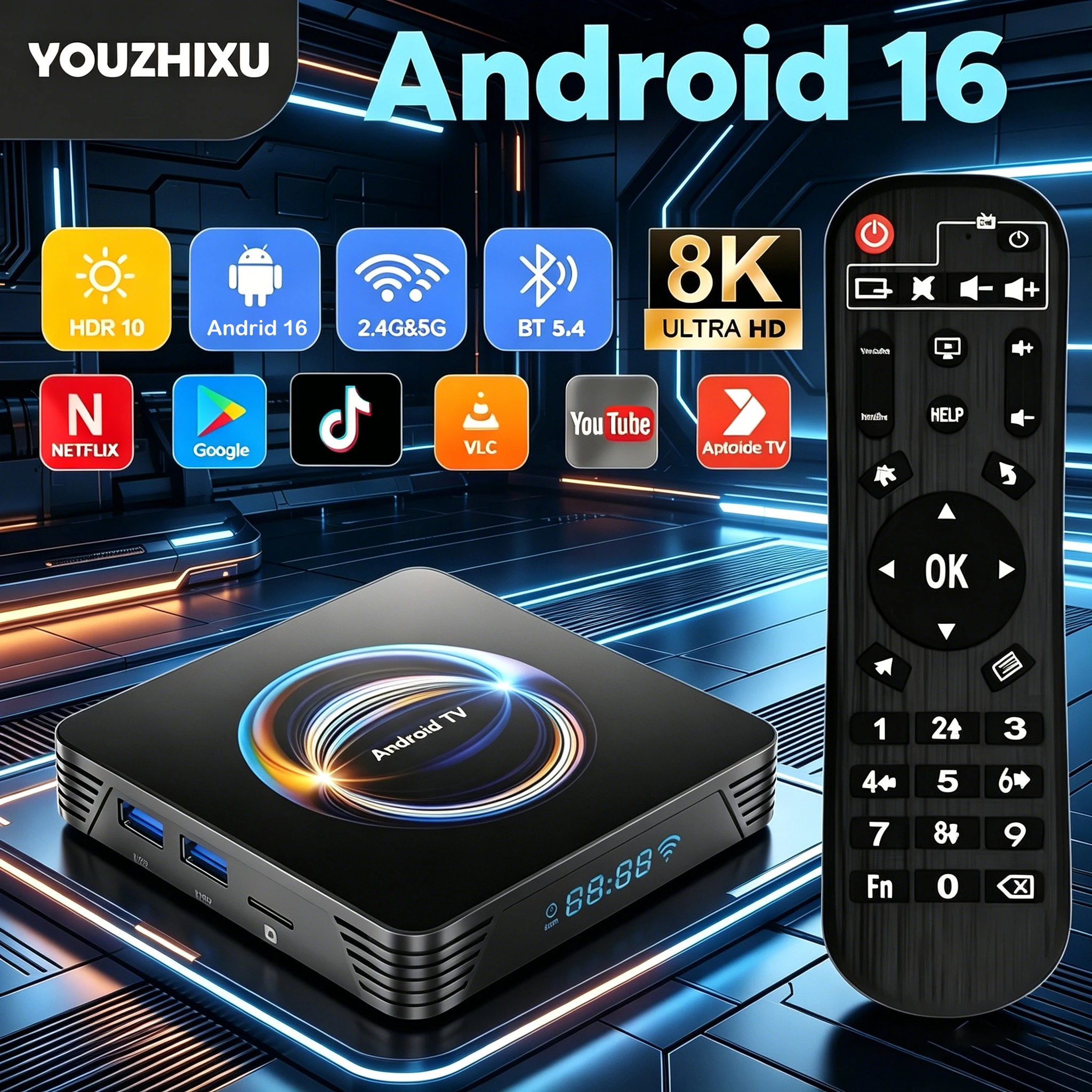 Smart Android16 TV-Box X66 32/64/128/256GB RK3528 Dual-WLAN BT6 Google-Zertifiziert Netflix Sprachfernbedienung Media Player Set-Top-Box Image