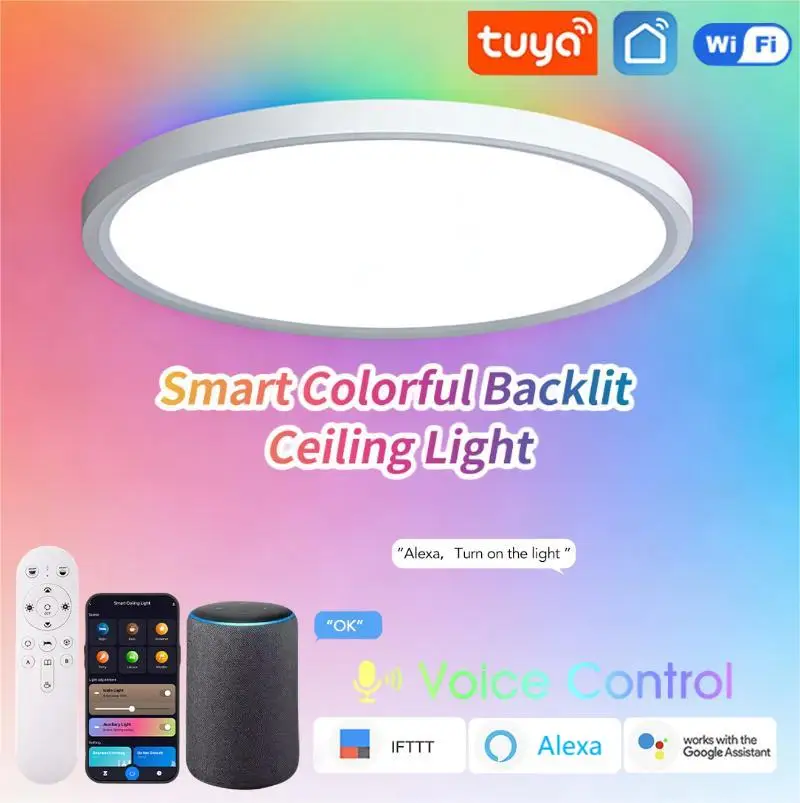 Tuya Smart WiFi LED Decke Lampe 36W Sprachsteuerung Alexa Google Moderne LED Hintergrundbeleuchtung RGB Decke Licht Für Wohnkultur umgebungs Lampe