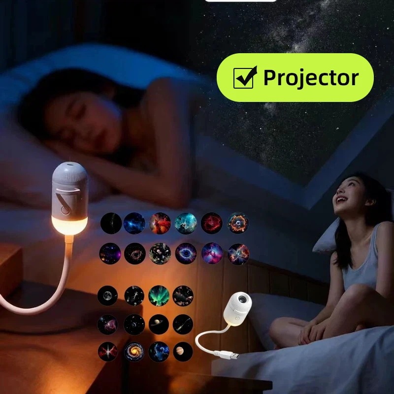 2-in-1 Mini-Sternenhimmel-Projektor, brillantes und farbenfrohes Nachtlicht, 10 Filme, Sternenhimmel-Ambientelicht für Schlafzimmerdekoration, Kindergeschenk