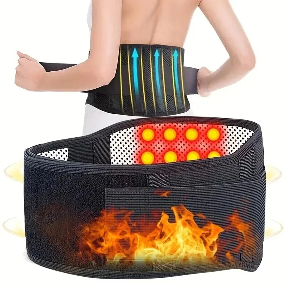 1 Stück magnetisch beheizter Rückenstützgürtel – selbsterwärmende Lendenwirbelstütze zur Schmerzlinderung, atmungsaktiver Taillenstützgürtel für Männer und Frauen Image