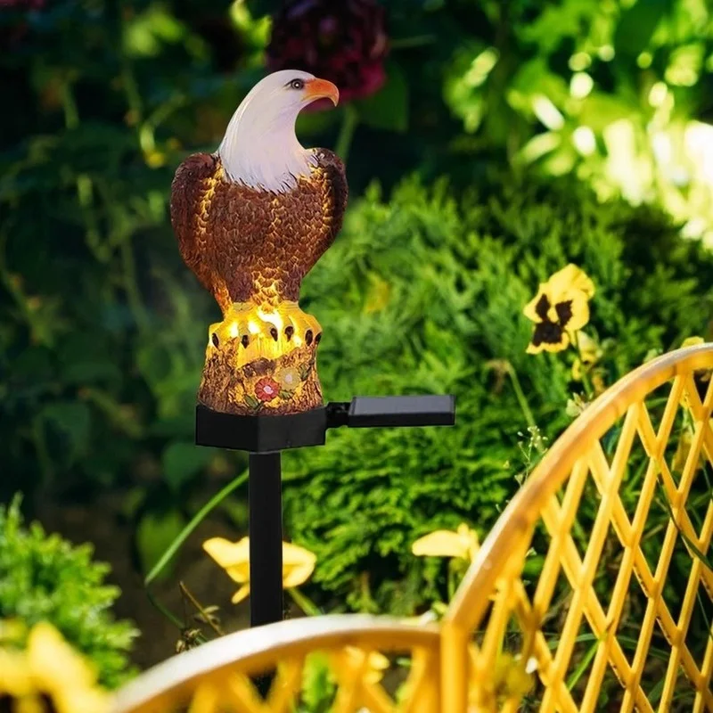 2026 Adler-Statuen Wasserdichte Solar-LED-Leuchte Gartenweg Hof Rasen Eulen-Tier-Ornament-Lampe Outdoor-Gartendekoration