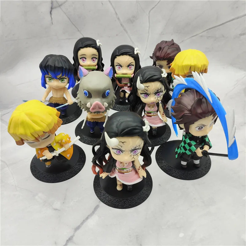 10 teile/satz Anime Dämonen töter Kamado Nezuko Kamado Tanjuurou Kampf version Action figur Sammler modelle Spielzeug 10cm Image