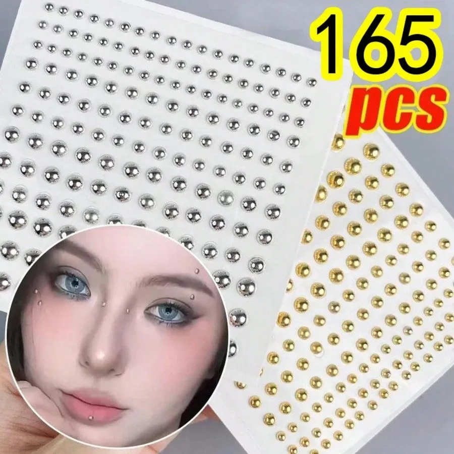 165 Stück Nicht-Piercing Fake Nasen- und Lippensticker Einweg-Bauchnabel- und Augenbrauen-Piercing-Schmuck Nicht-Piercing Ohrring-Knopf-Aufkleber Image