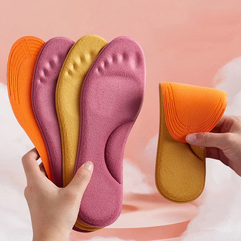 Füße warme Memory-Schaum-Einlegesohlen zur Fußgewölbeunterstützung für Damen, Winter, selbsterwärmende Thermo-Einlegesohlen für Sportschuhe, selbsterhitzende Schuhpolster Image