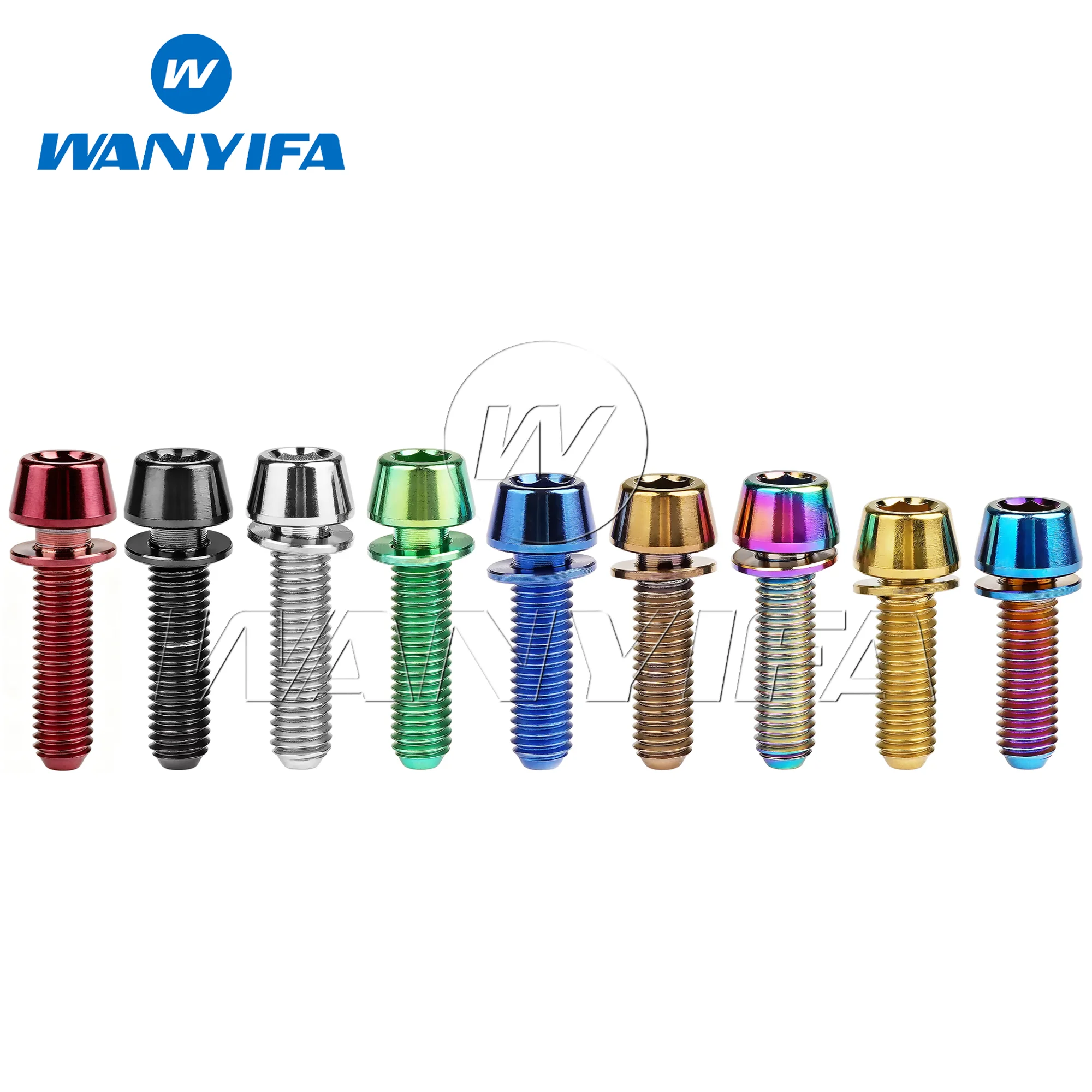Wanyifa Titanschraube M5M6x16/18/20/25 mm konische Kopf-Ti-Schrauben mit Unterlegscheibe für Fahrradvorbauten Image