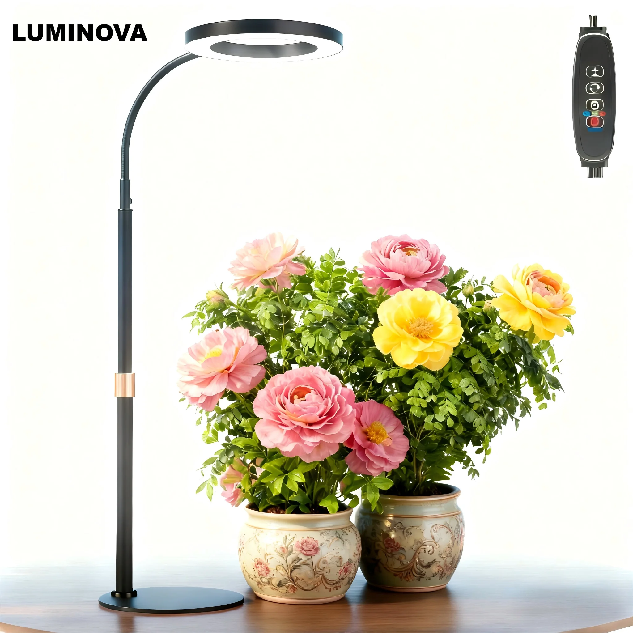 Wachsen Sie LED-Pflanzenlicht für Zimmerpflanzen, die Vollspektrum-Schreibtisch-Wachstumslampe mit Sockel und automatischem Timer für 3H/9H/12H dimmbar Image