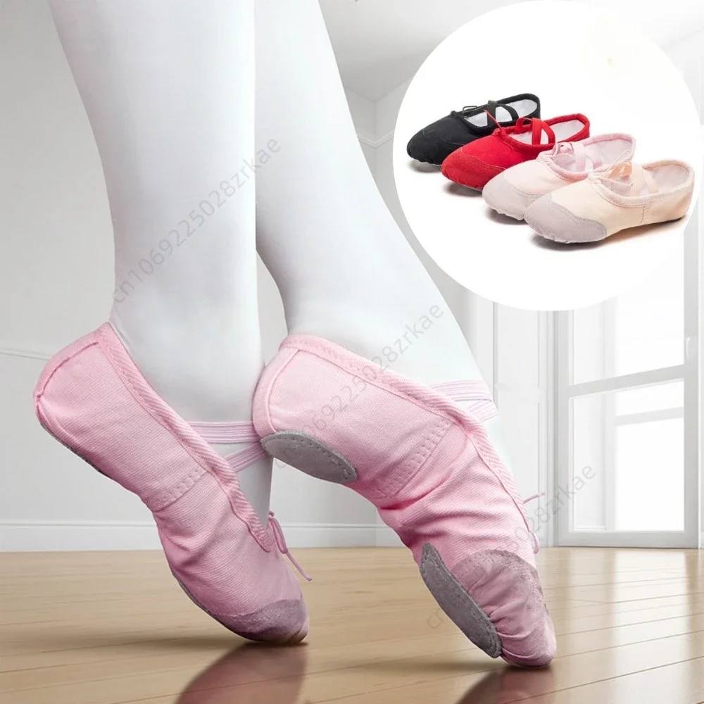 Frauen Kinder Ballett Schuhe Leinwand Mädchen Tanz Hausschuhe Split Sohle Gymnastik Yoga Tanzen Schuhe Kinder Erwachsene Ballerina Schuhe