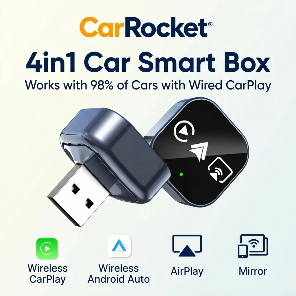 CarRocket Kabelloses Carplay Smart Box Android Auto Adapter Mirror Link Airplay Plug&Play Verbindung Universal WiFi 6 Bluetooth 5.0 Image
