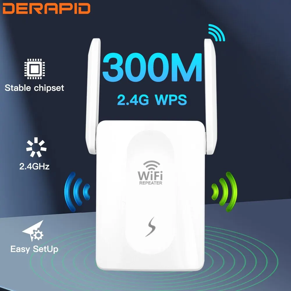 300 MBit/s WLAN-Repeater 2,4 GHz Router Wireless Booster Langstrecken verstärker Netzwerk Extender für Heim/Büro EU/US-Stecker einfach eingestellt Image