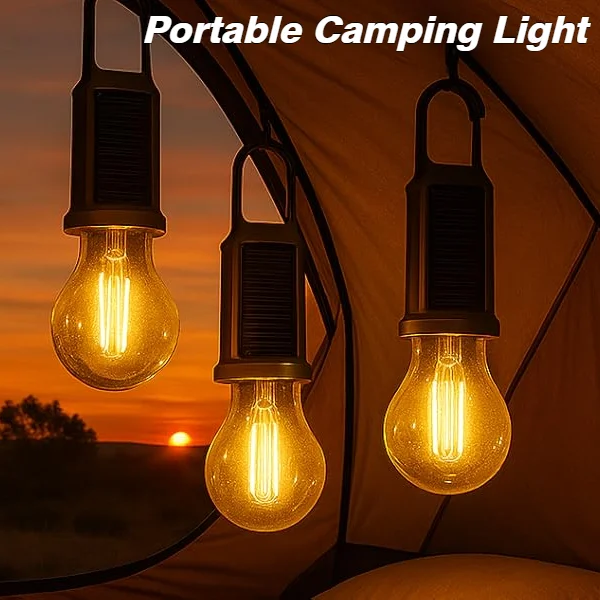 Solarbetriebene LED-Campinglampe, USB-Aufladung, LED-Beleuchtungslaterne, wasserdicht, tragbare Handlampe, 100 lm, für Grillen im Freien, Camping