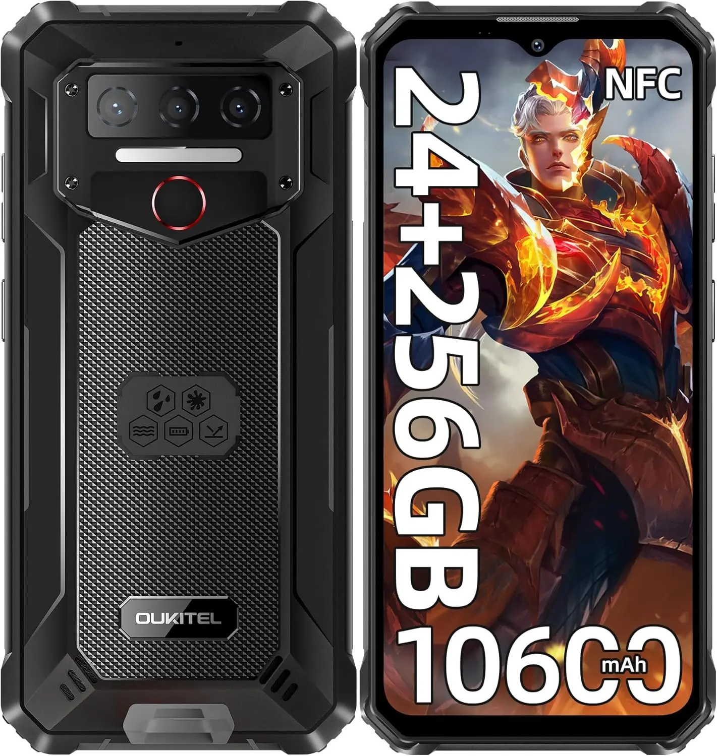 OUKITEL WP23 Plus Robustes Smartphone, Entsperrt, 2026-10600mAh Akku, 256GB/TF 1TB ROM Handy, 6,52'' Display, Robustes Smartphone, 13