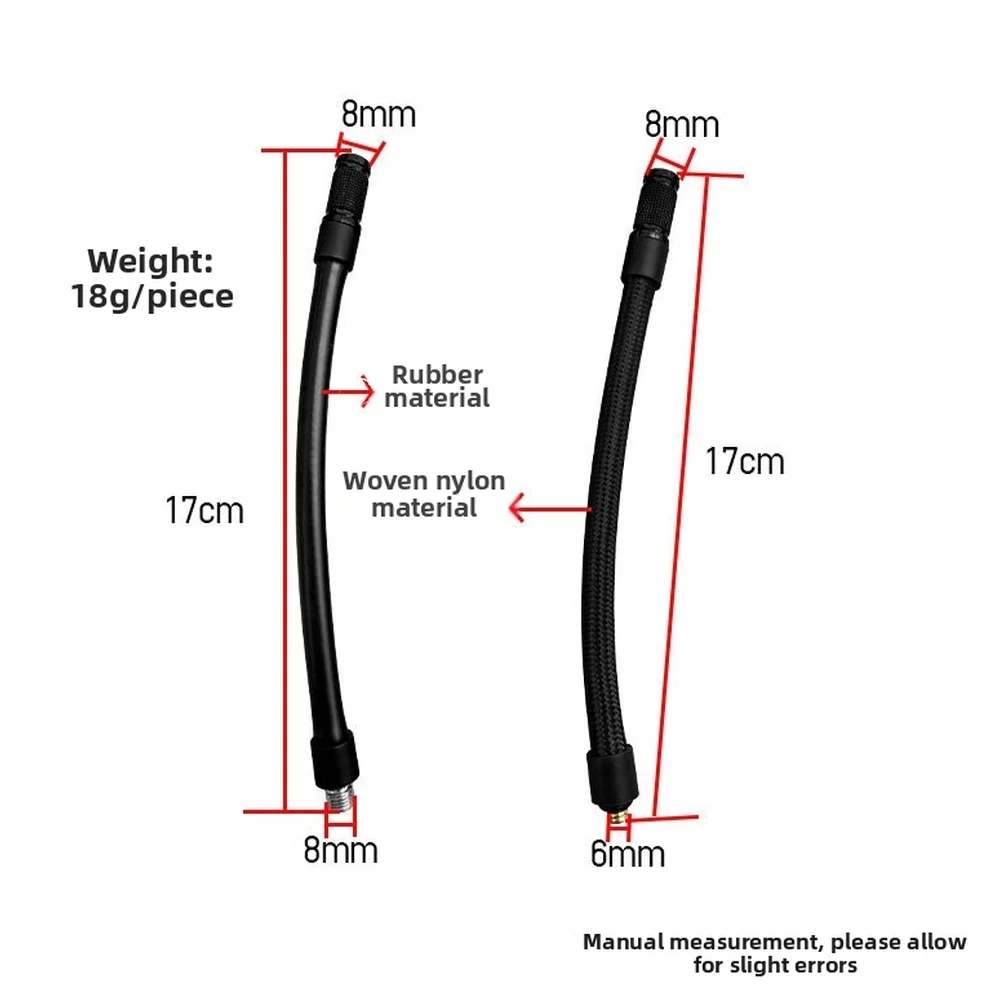 Tragbarer Luftpumpenschlauch M6 M8 Gewindeadapter-Verlängerungsrohr mit Gummi-Nylon, passend für die meisten Luftpumpen und Reifenventile. Image