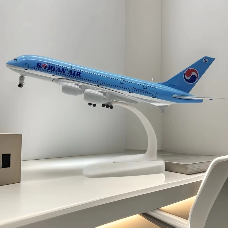 20 cm Flugzeugmodell Spielzeug Korean Air A380 Druckguss-Flugzeugmodell mit Rädern Sammlergeschenk Flugzeug für Sammlungen und Displays Image