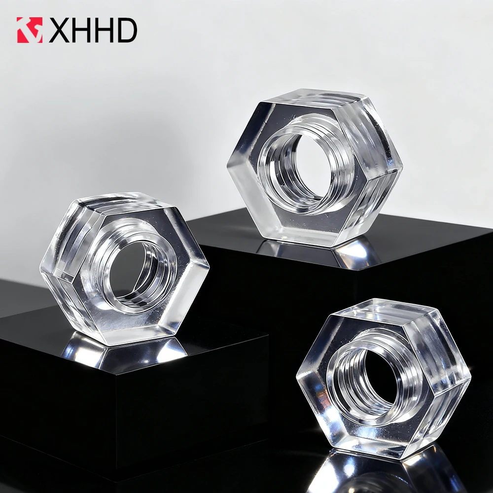 PC Klare Sechskantmutter M2M2.5M3M4M5M6M8M10 Transparente isolierende Nylon-Acryl-metrische Sechskantmutter für Elektronik, Aquarium, LED-Leuchten Image