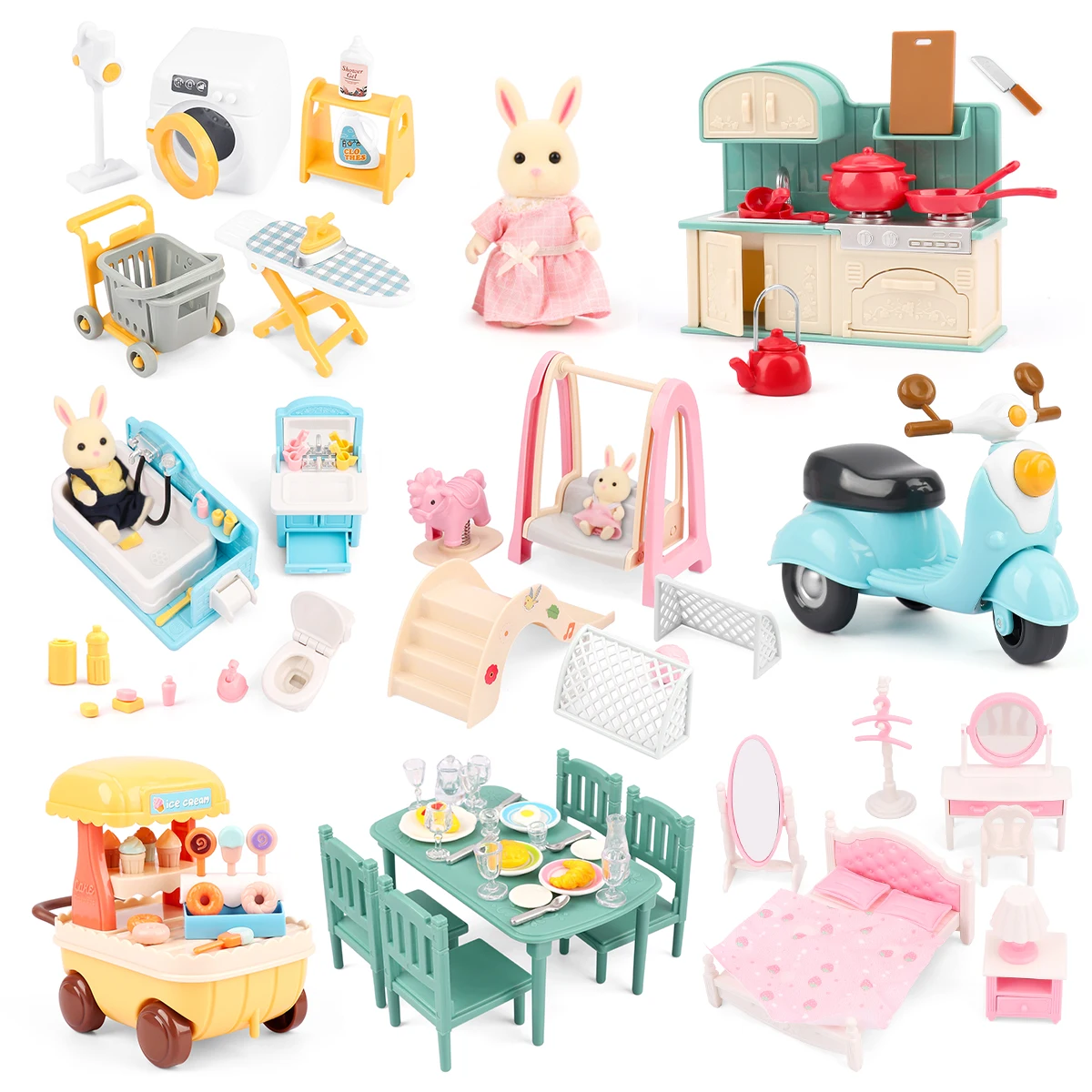 Mini-Möbel, Ornamente, Haus, Spielzeug, Miniatur, Küche, Badezimmer, Puppenhaus, Szene, Zubehör, Möbel