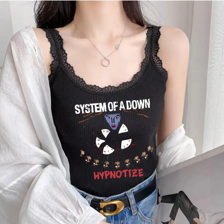 System of A Down T Shirt Crop Tops Y2k 90s Clothes Vintage Emo Female Clothing Tanks Camis Harajuku Trashy Y2k 2000s Woman