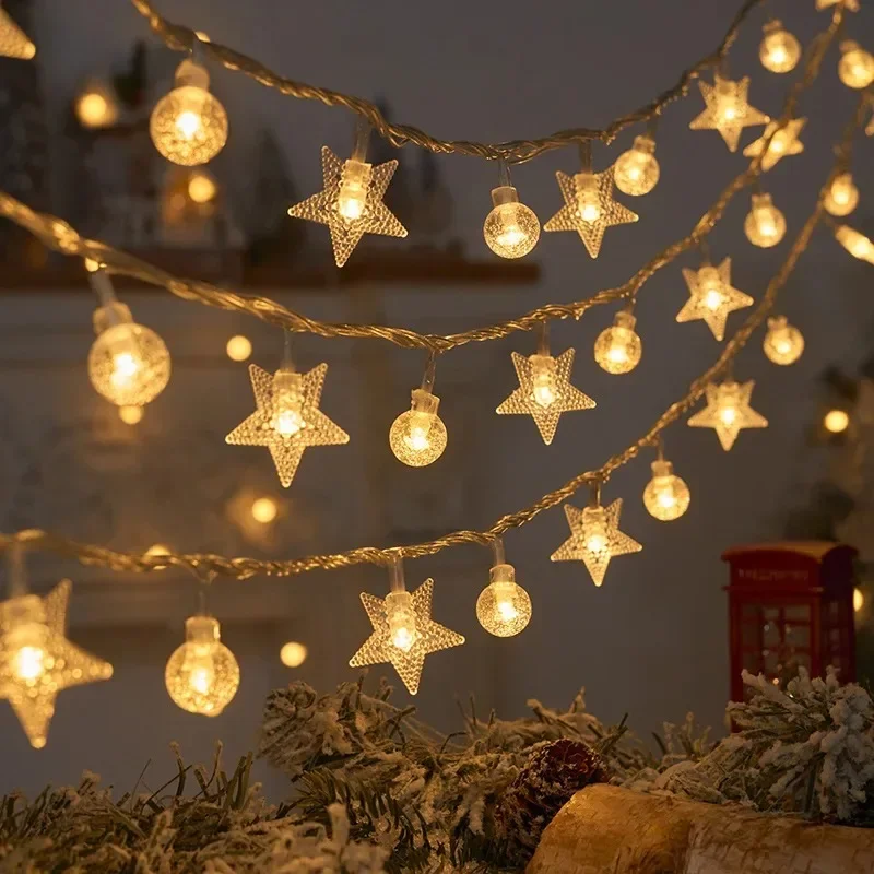 3m Weihnachts lichter Schneeflocke Lichterketten Lichterketten wasserdichte Stern kugel LED-Lampe für zu Hause Weihnachts baum Garten dekoration