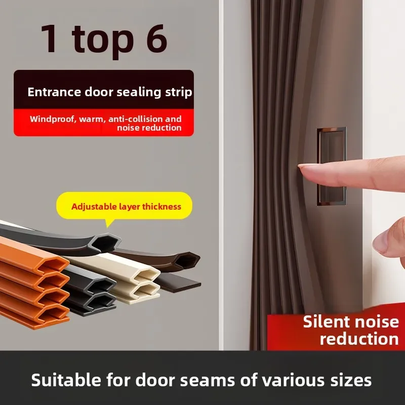 Verstellbare Türdichtungsleiste, Diebstahlschutz, Bohrfreie Wetterschutzleiste, Schalldicht, Winddicht, Türrahmen- und Bodenlücken-Dichter, Wohnzubehör Image