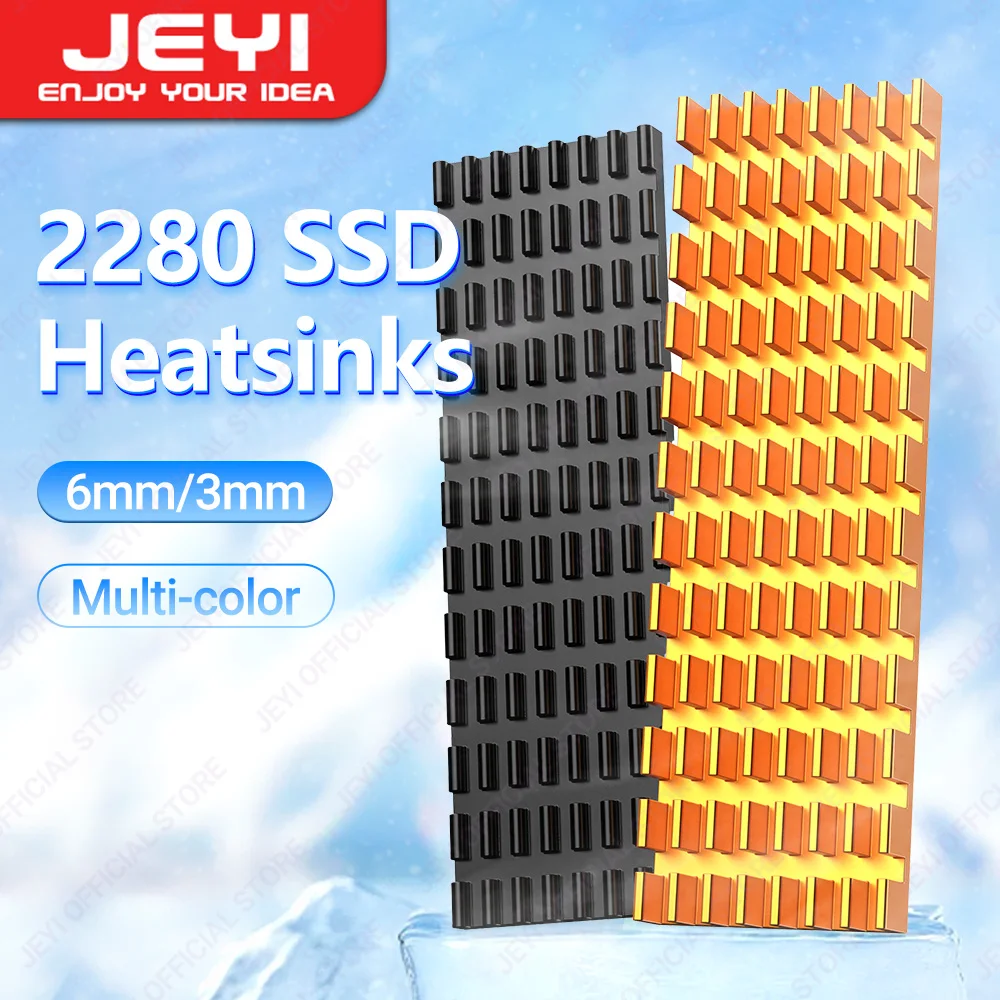 JEYI M.2 SSD-Kühlkörper, Aluminiumkühler, Multi-Version-NVMe-Kühler mit Wärmeleitpad, Staubpapier für PS5/PC/Laptop M2 2280 SSD Image