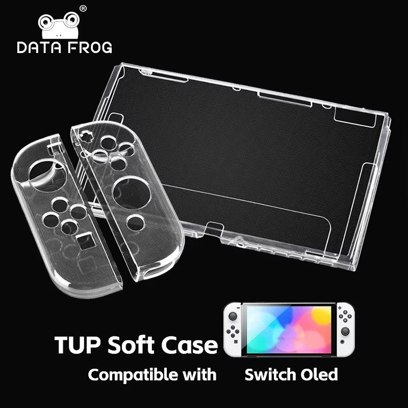 Data FrogTPU weiche transparente Schale Schutzhülle klare Rahmen Schutzhülle für Switch OLED Spielekonsolenzubehör Image