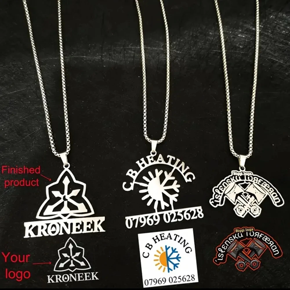 Collana da uomo personalizzata Logo aziendale Immagine Club Band Design personale Ciondolo Collana a catena spessa in acciaio inossidabile Regali