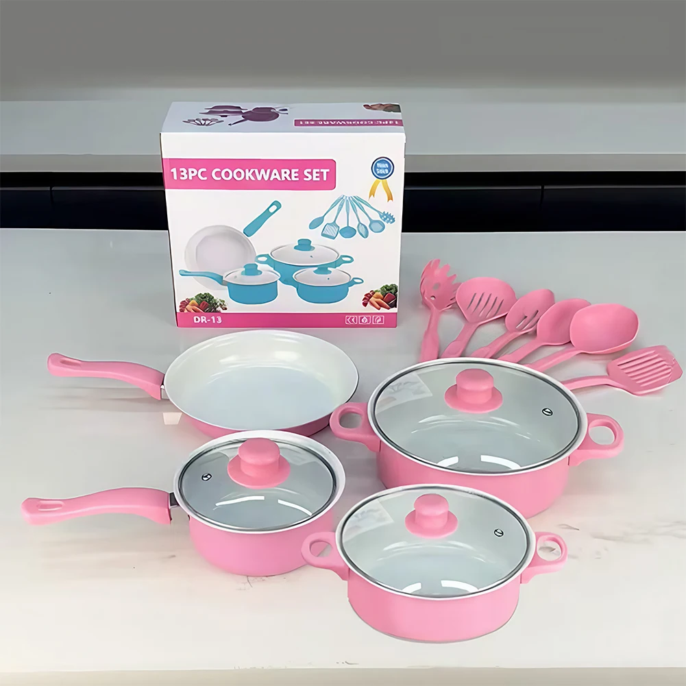 Set di pentole antiaderenti da 12 pezzi Pentola per il latte Padella in pietra Maifan con coperchio Set di pentole impilabili Set di pentole impilabili per tutti i piano cottura