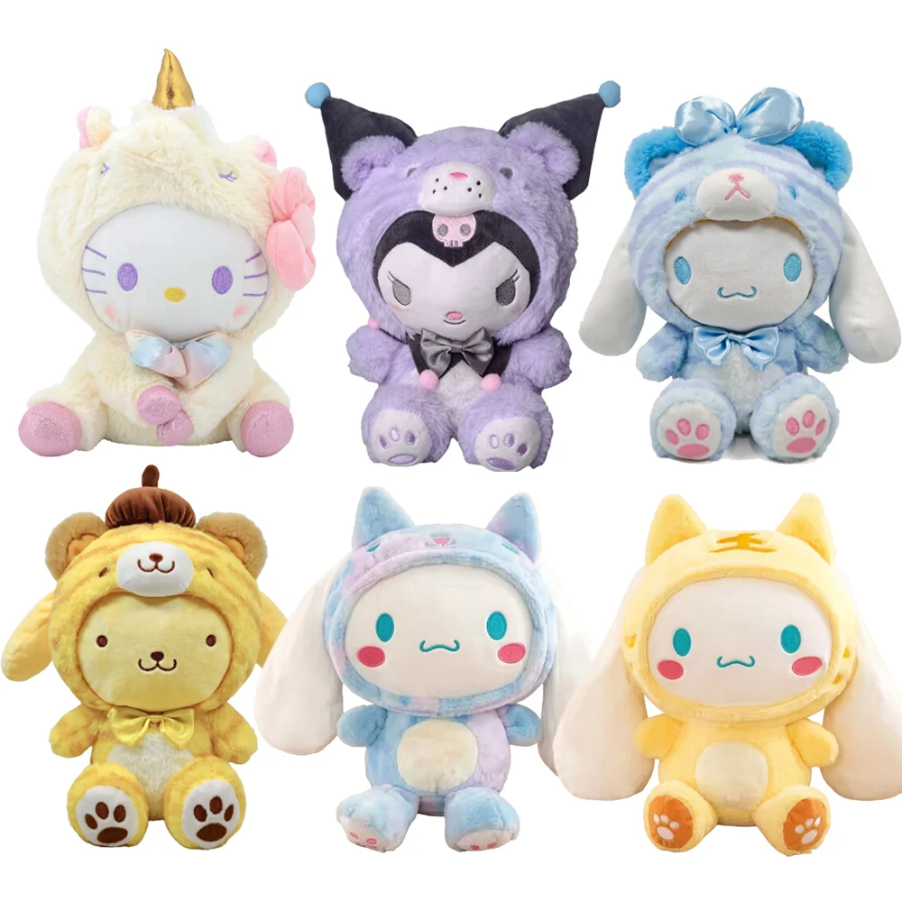 22-25cm Cartoon Plüsch Hello Kitty Cinnamoroll Kuromi Plüschpuppe Anime Plüschtier Abschlussgeschenk für Mädchen Geburtstagsgeschenke