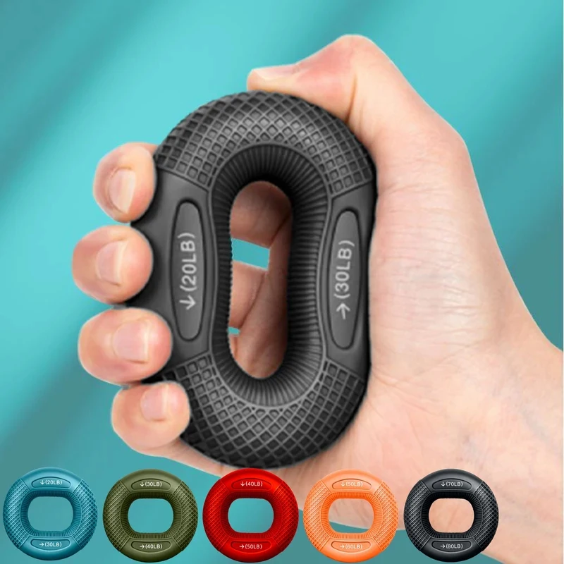 Silikon-Fingertrainer-Ring mit Einstellbarem Widerstand für Hand- und Handgelenkübungen zur Karpaltunnelsyndrom-Linderung, Fitness- und Heimtraining Image