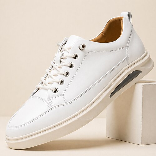 Rote Herren-Sneaker aus Leder mit Schnürung, hochwertiges, weiches Leder, stilvolle urbane Schuhe für Herren, perfekt für Alltag, Büro und gehobene Freizeitkleidung Image